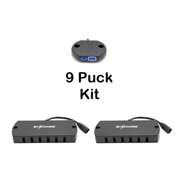 Smart Puck II w/LED — Poker Table Charging Kit 9 Seat