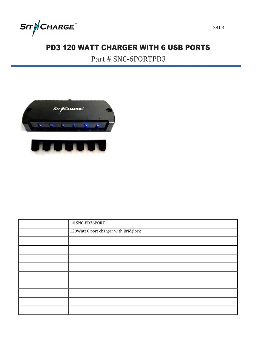 PD3 120-Watt 6-Port Charger spec sheet preview