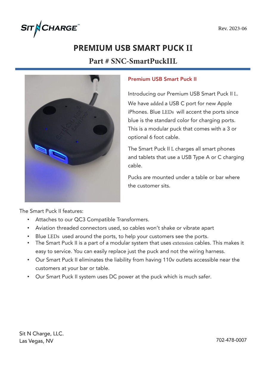 Smart Puck II w/LED spec sheet preview